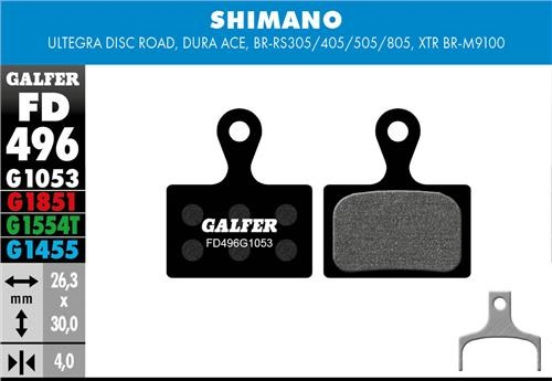 Galfer GALFER Brake Pad FD496 Performance "Shimano Ultegra, Dura Ace,  XTR-M9100", schwarz