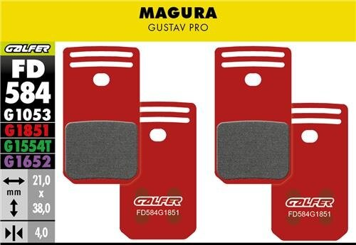 Galfer GALFER Brake Pad FD584 Advanced "Magura Gustav Pro", rot