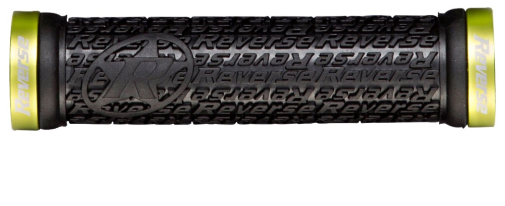 Reverse Components REVERSE Grip "Stamp" black / Clamp rings apple-green, schwarz / apfelgrün