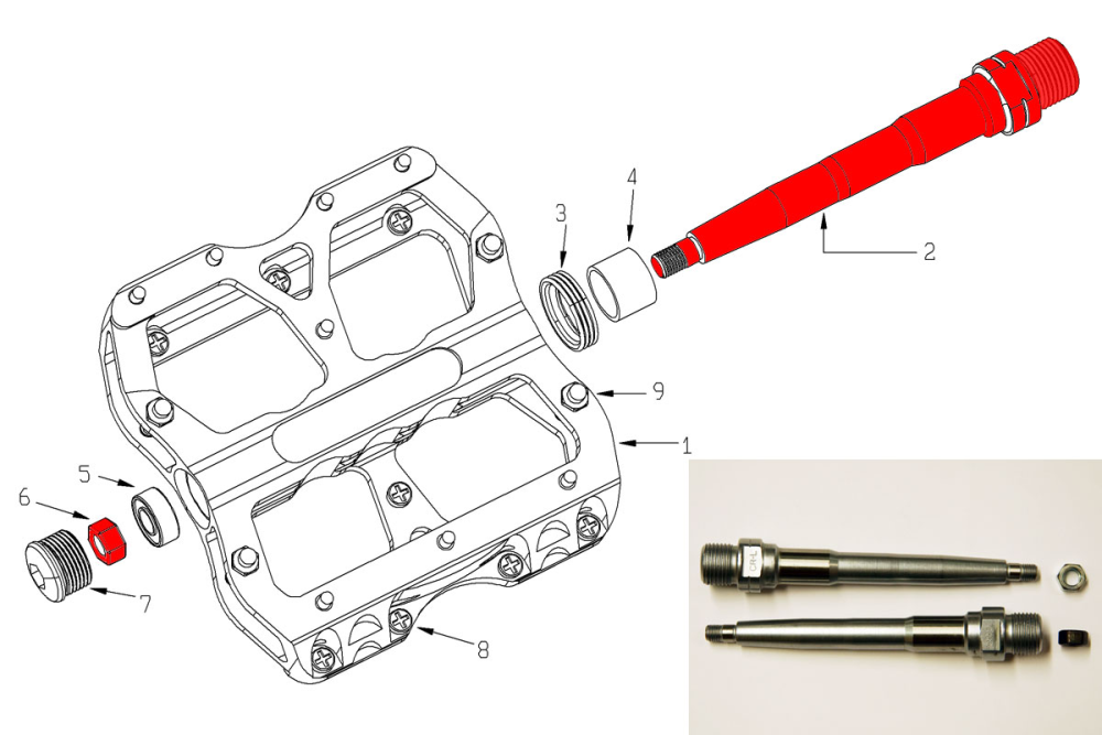 Reverse Components REVERSE Escape Pedal Axle Set left/right incl. Nut