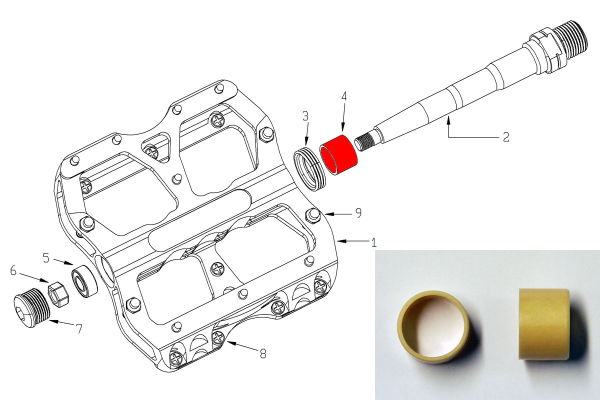 Reverse Components REVERSE Escape Pedal Axle DU Bushing 2pc