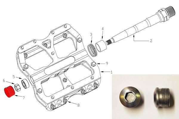 Reverse Components REVERSE Escape Pedal Axle End-Cap 2pc