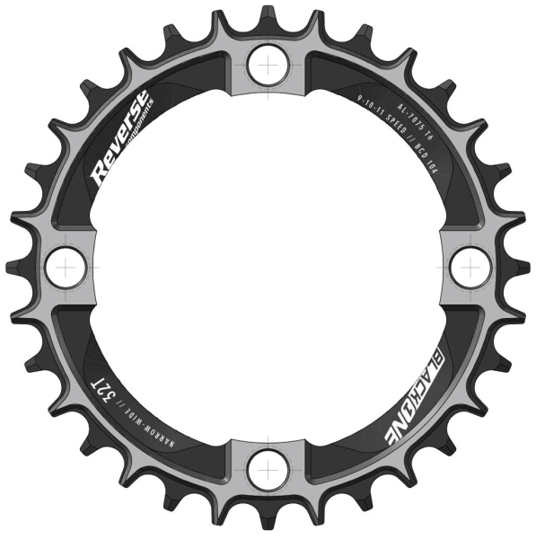 Reverse Components REVERSE Chainring "Black One" Narrow Wide 32T, schwarz
