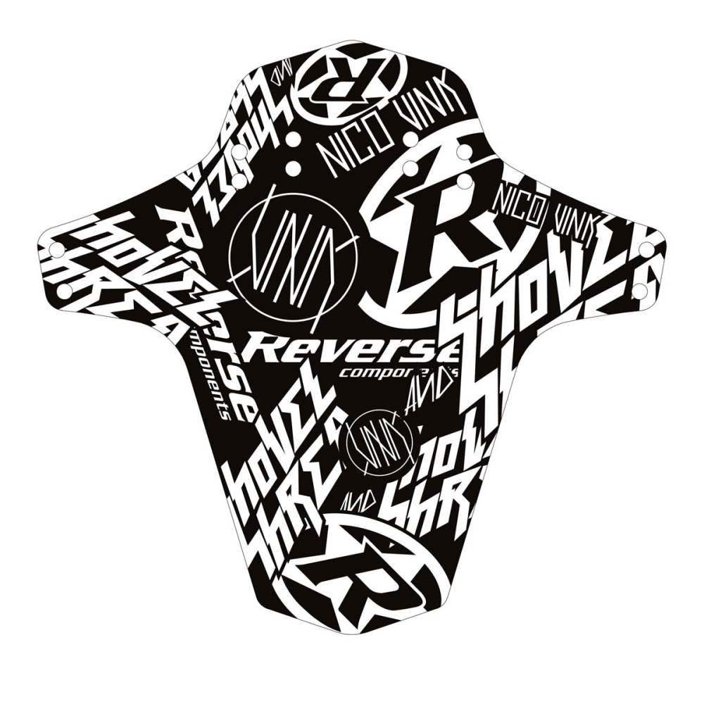 Reverse Components REVERSE "Mud Fender" Nico Vink Stickerbomb black / white, 267 x 251 mm (Breite x Höhe)