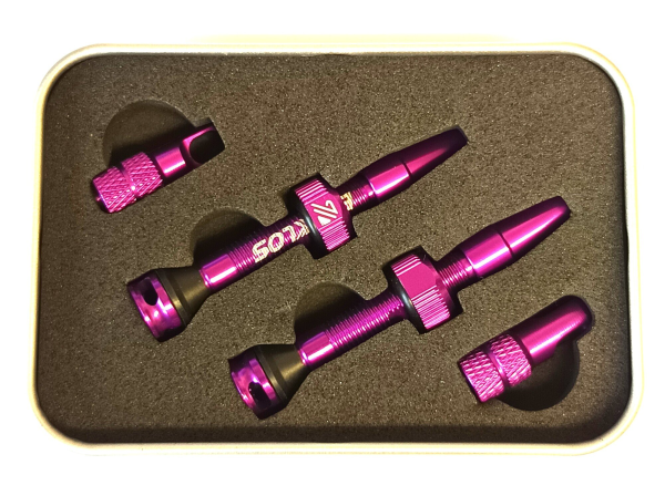 WIAN Bike and Parts BUCKLOS 40mm Tubeless-Ventile aus Aluminium mit Presta Ventil lila