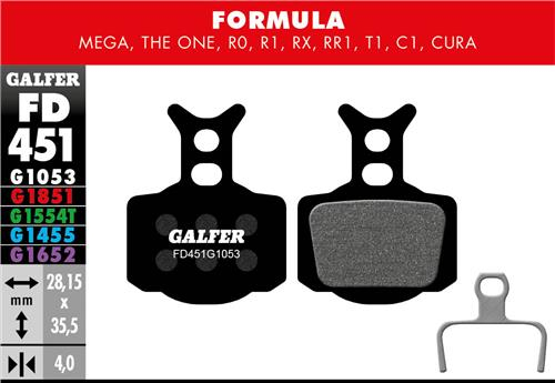 Galfer GALFER Brake Pad FD451 Performance "Formula The One / RO / R1 / RX / Mega", schwarz