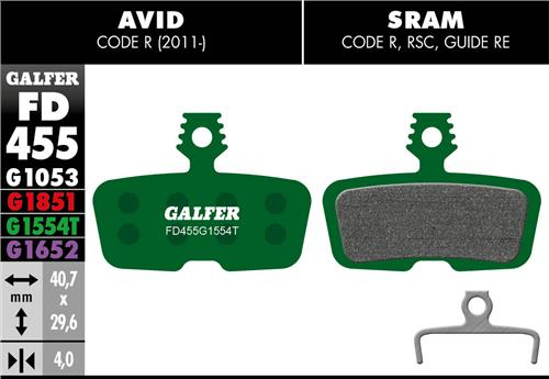 Galfer GALFER Brake Pad FD455 Pro "Avid Code 5,R ab 2011", grün