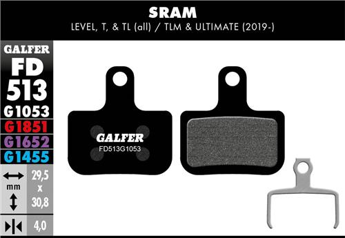 Galfer GALFER Brake Pad FD513 Performance "SRAM Level T, TL", schwarz