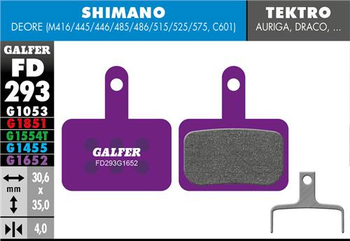 Galfer GALFER Brake Pad FD293 E-Bike "Shimano M4050/M486/M447/M395/Tektro Auriga/Drago", violett