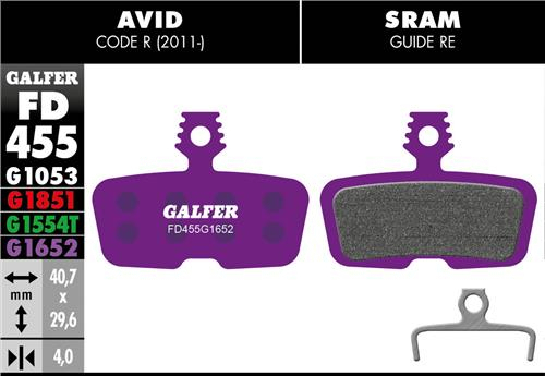 Galfer GALFER Brake Pad FD455 E-Bike "Avid Code 5,R ab 2011", violett