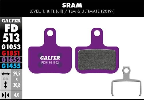 Galfer GALFER Brake Pad FD513 E-Bike "SRAM Level T, TL", violett