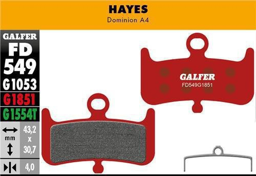 Galfer GALFER Brake Pad FD549 Advanced "Hayes Dominion A4", rot