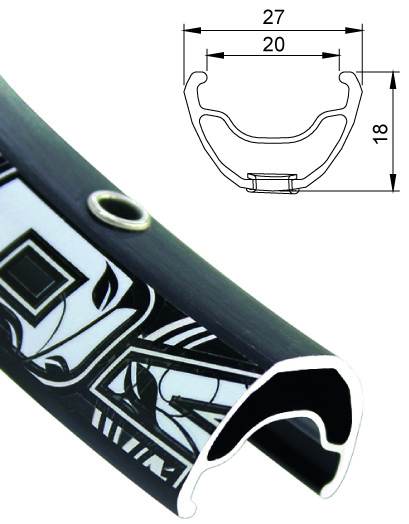 Alexrims ALEXRIMS XED 44, 27.5", 32 Hole, black, w/SSE