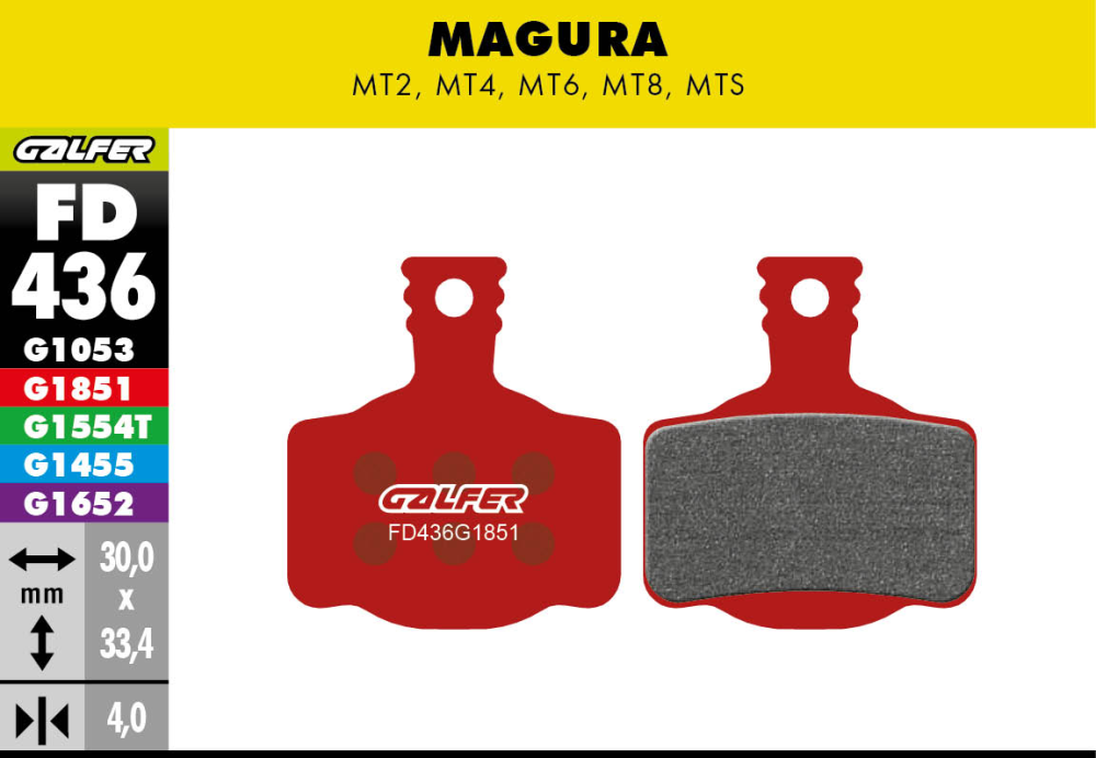 Galfer GALFER Brake Pad FD436 Advanced "Magura MT2,4,6,8", rot