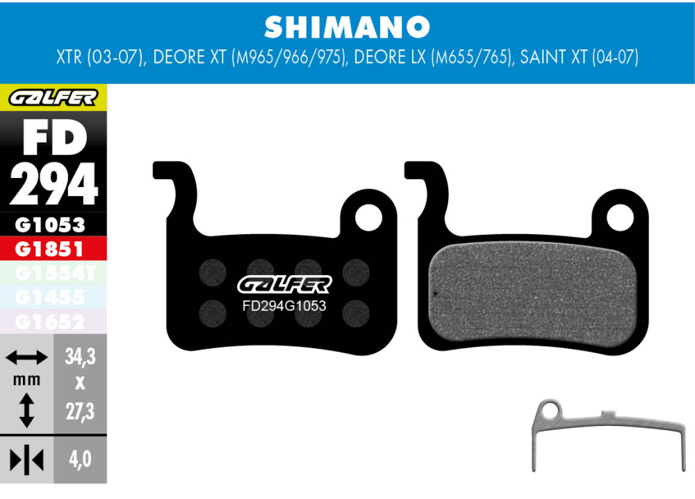 Galfer GALFER Brake Pad FD294 Performance "Shimano M966/M800/M775/M665/M596/S501", schwarz