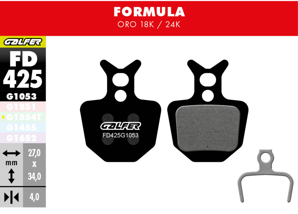 Galfer GALFER Brake Pad FD425 Performance "Formula Oro / 18K / 24K", schwarz