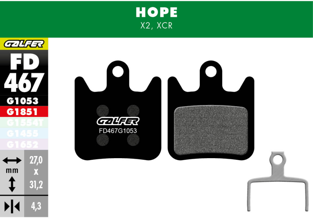 Galfer GALFER Brake Pad FD467 Performance "Hope X2", schwarz