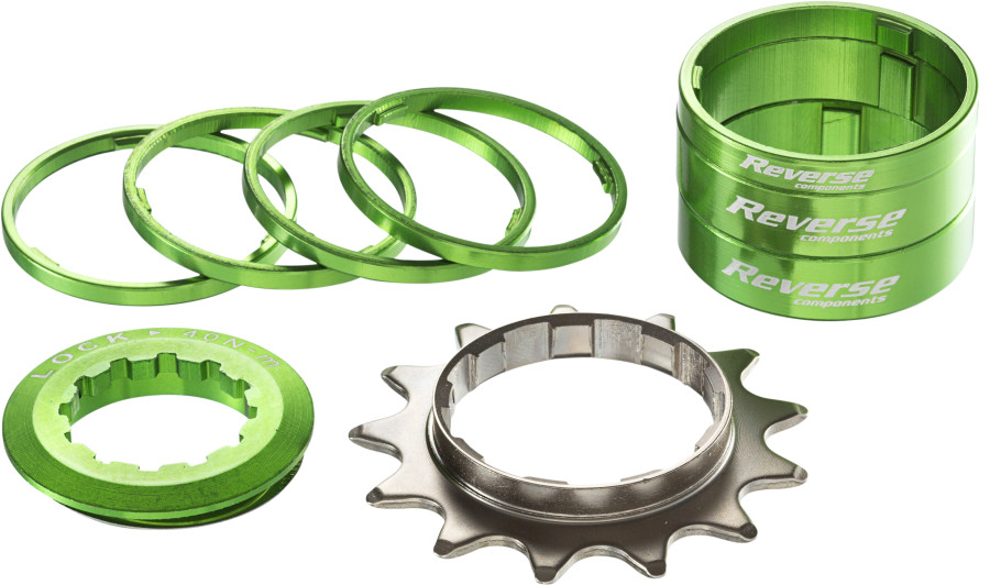 Reverse Components REVERSE Single Speed Kit with 7 Spacer, 13T Cog green, grün