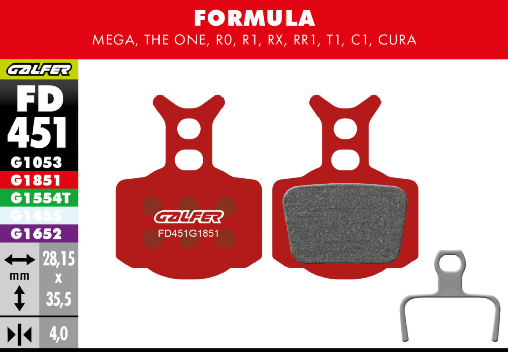 Galfer GALFER Brake Pad FD451 Advanced "Formula The One / RO / R1 / RX / Mega", rot