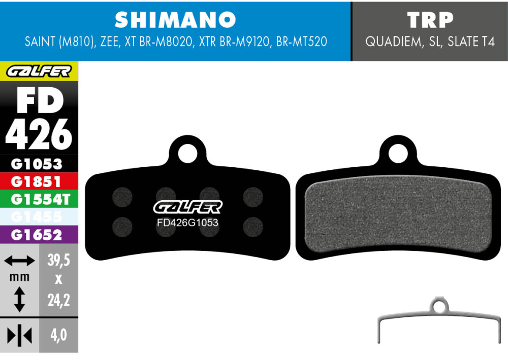 Galfer GALFER Brake Pad FD426 Performance "Shimano Saint M810/ ZEE", schwarz