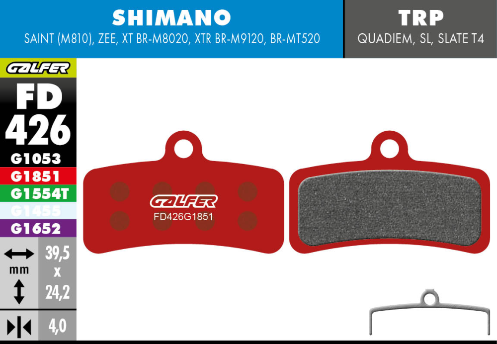 Galfer GALFER Brake Pad FD426 Advanced "Shimano Saint M810/ ZEE", rot