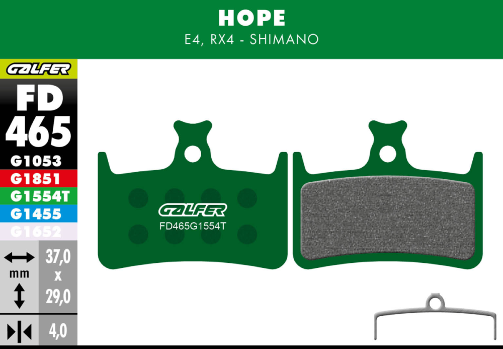 Galfer GALFER Brake Pad FD465 Pro "Hope E4", grün