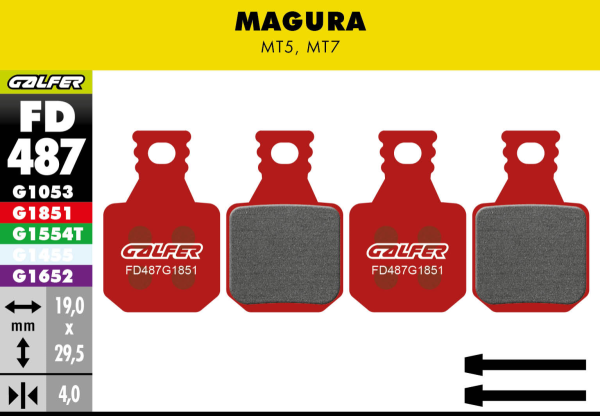 GALFER Brake Pad FD487 Advanced, Magura MT5 / MT7, rot
