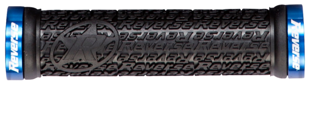 Reverse Components REVERSE Grip "Stamp" black / Clamp rings blue, schwarz / blau