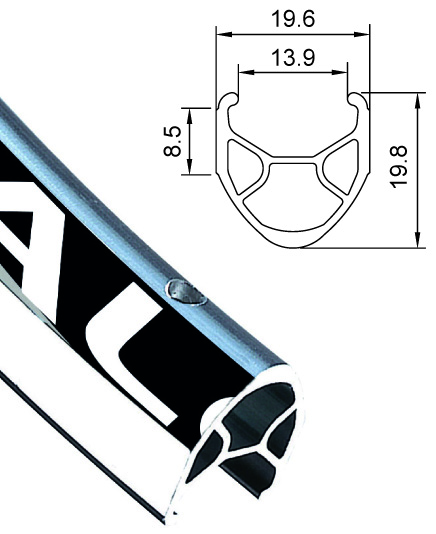 Alexrims ALEXRIMS R450 20"x1 1/8, 451x14, 36 Hole, black