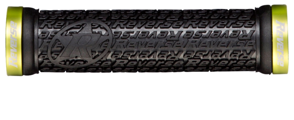 Reverse Components REVERSE Grip "Stamp" black / Clamp rings apple-green, schwarz / apfelgrün