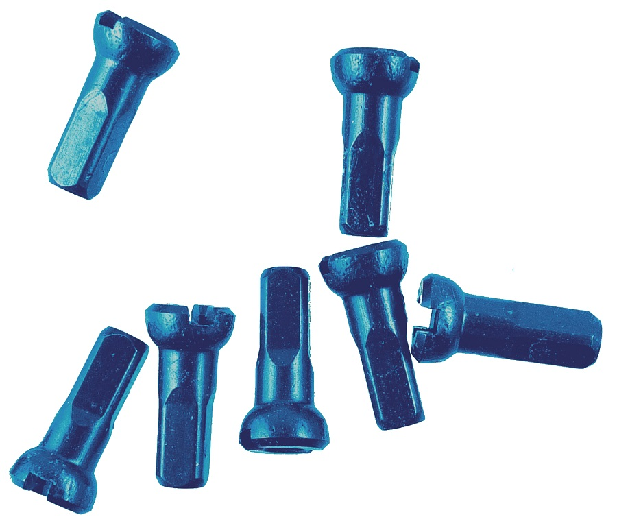 Sapim Speichennippel: Polyax Aluminium dunkel blau 14mm 100 Stück