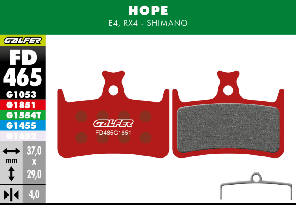 Galfer GALFER Bremsbacken HOPE FD465 Advance, rot
