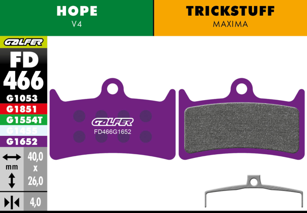 Galfer GALFER Brake Pad FD466 E-Bike "Hope V4", violett