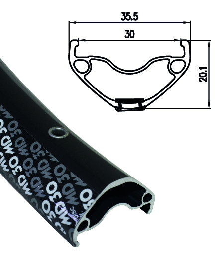 Alexrims ALEXRIMS MD30, 29", 28 Hole, black, w/SSE