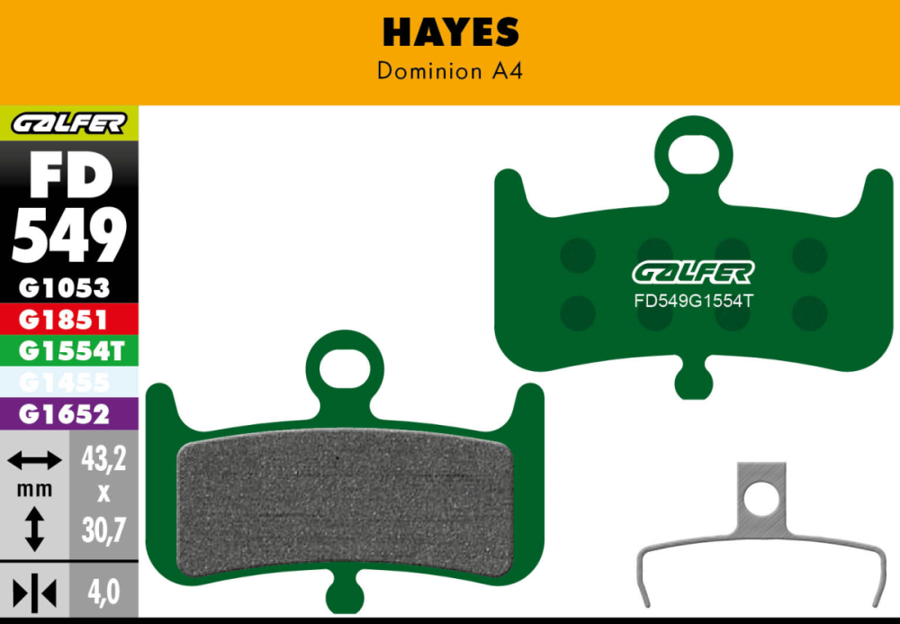 Galfer GALFER Brake Pad FD549 Pro "Hayes Dominion A4", grün