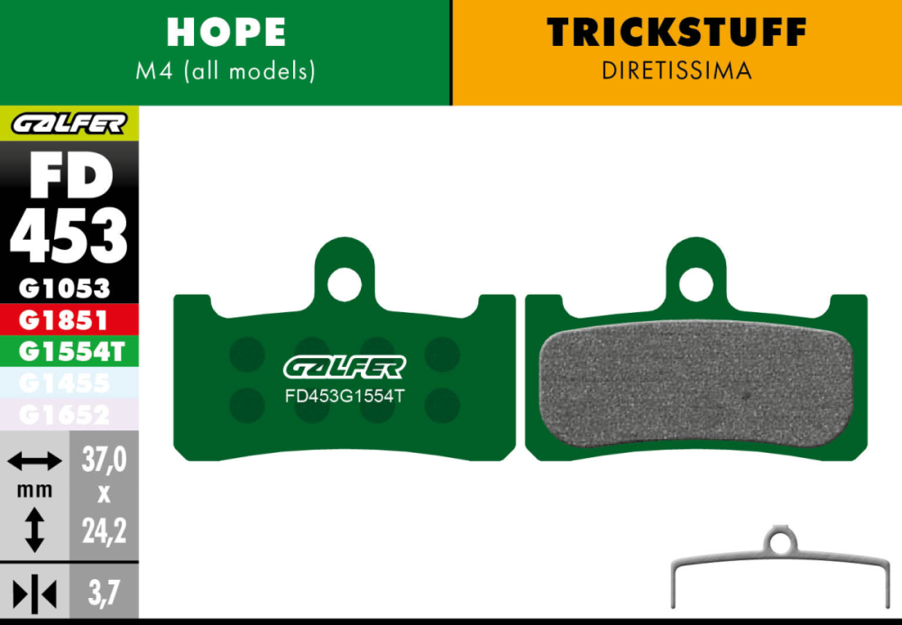 Galfer GALFER Bremsbacken FD453 Pro "Hope M4" "Trickstuff Diretissima bis Jg 2021", grün