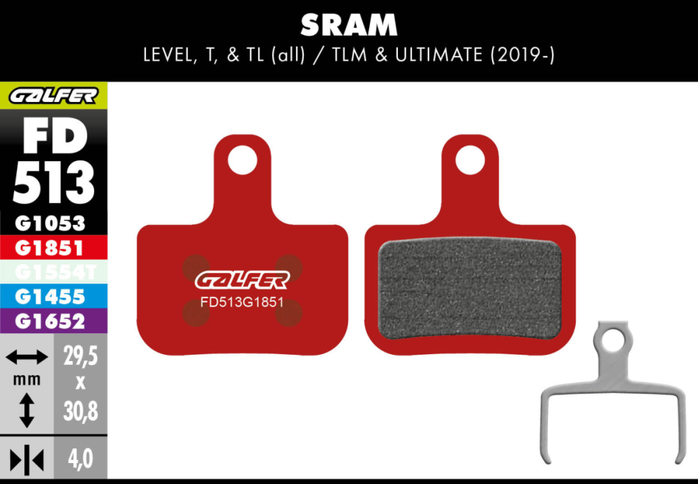 Galfer GALFER Brake Pad FD513 Advanced "SRAM Level T, TL", rot