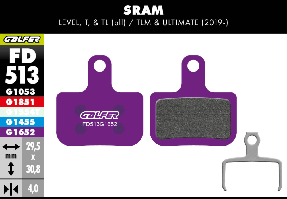 Galfer GALFER Brake Pad FD513 E-Bike "SRAM Level T, TL", violett
