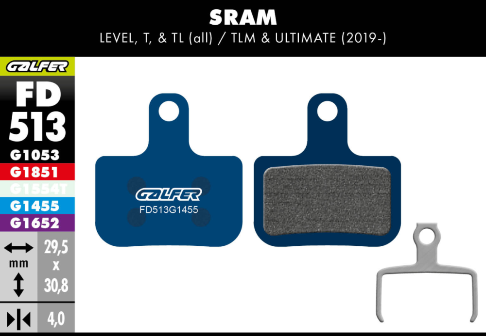 Galfer GALFER Brake Pad FD513 Road "SRAM Level T, TL", blau