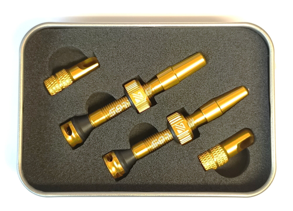 WIAN Bike and Parts BUCKLOS 40mm Tubeless-Ventile aus Aluminium mit Presta Ventil gold