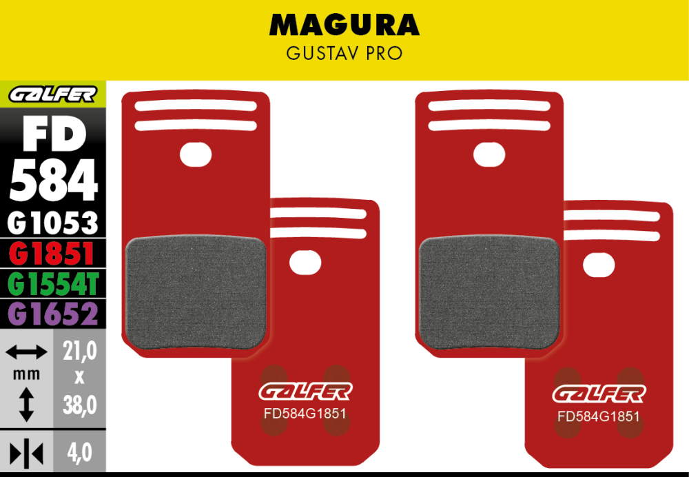 Galfer GALFER Brake Pad FD584 Advanced "Magura Gustav Pro", rot