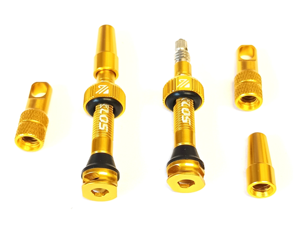 WIAN Bike and Parts BUCKLOS 40mm Tubeless-Ventile aus Aluminium mit Presta Ventil gold