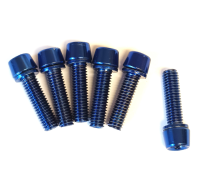 RideRace Vorbau Schrauben M5 x17mm, 6 Stück, blau, M5 x 17mm