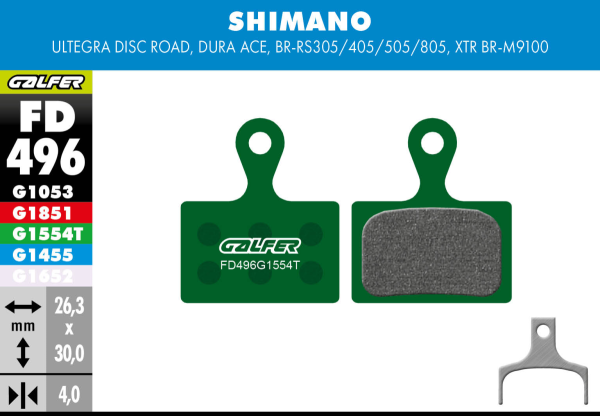 GALFER Brake Pad FD496 PRO, Für alle Shimano Flatmount, grün