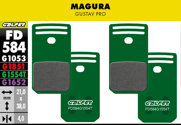 GALFER Brake Pad FD584 Pro, Magura Gustav Pro, grün