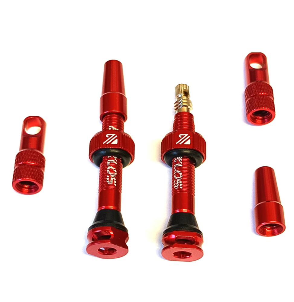 Bucklos BUCKLOS 40mm Tubeless-Ventile aus Aluminium mit Presta Ventil rot