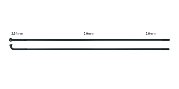 Sapim Speiche Strong 2.34-2.0x254 mm rund Nippel Polyax 12mm 100 Stk schwarz, 254