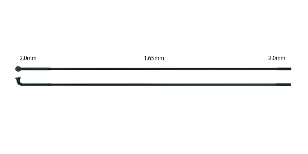 Sapim Speiche D-Light 2.0-1.65-2.0x273 mm, Pack à 100 Stück, schwarz, 273