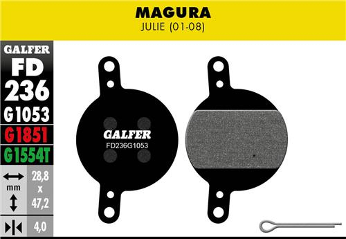 Galfer GALFER Brake Pad FD236 Performance "Magura Julie 01-08, schwarz
