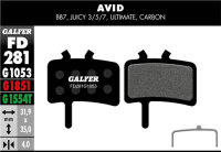 Galfer GALFER Brake Pad FD281 Performance "Avid Juicy 3,5,7 / Carbon / Ultimate / BB7", schwarz